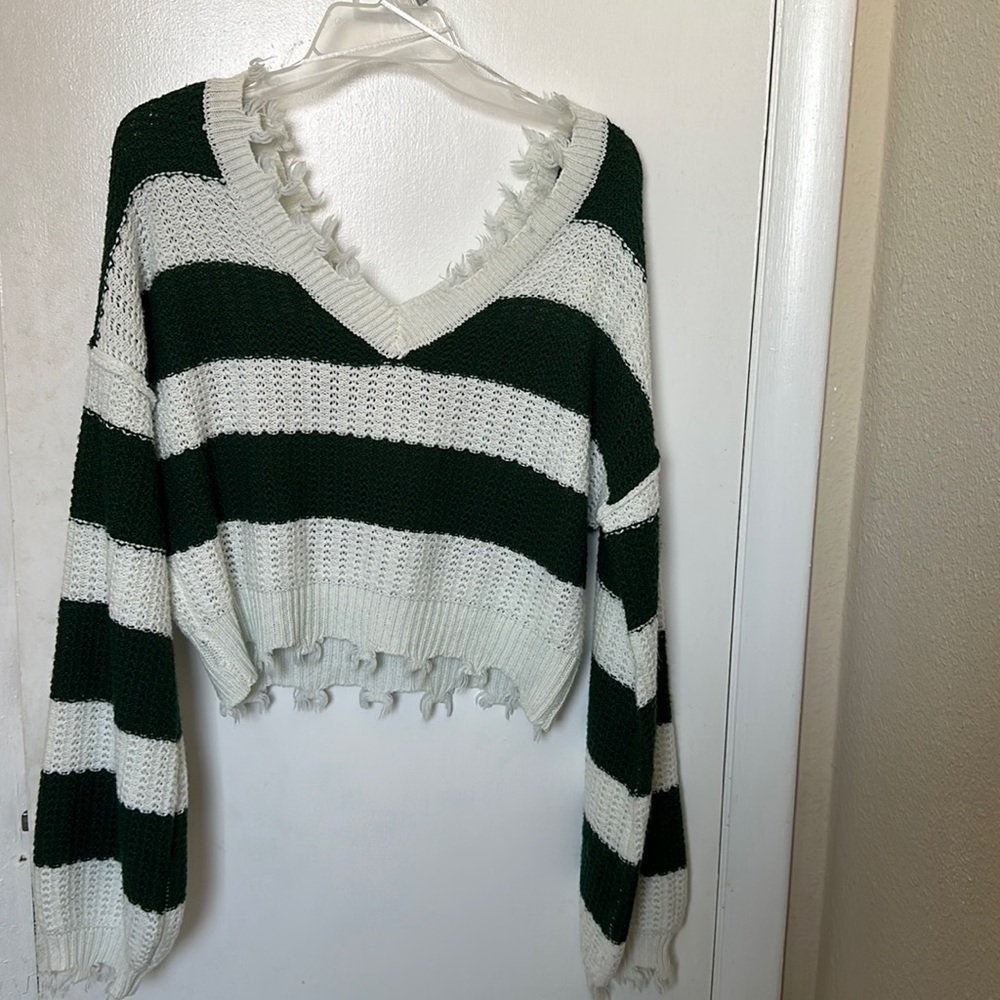 Rue 21 striped cropped sweater size